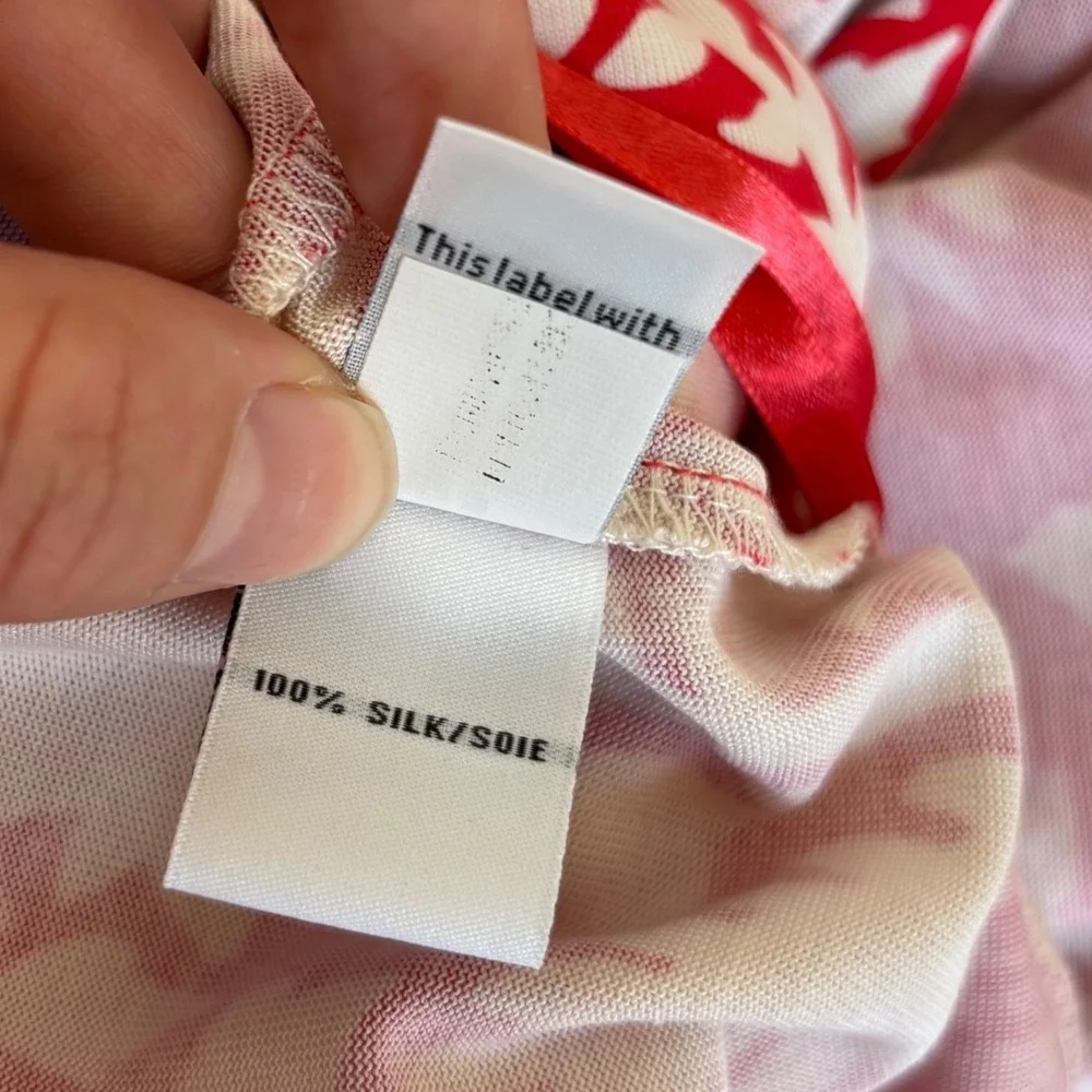Diane von Furstenberg Yahzi Silk Wrap Dress, Sleeveless Floral | Size 4 Red 70s